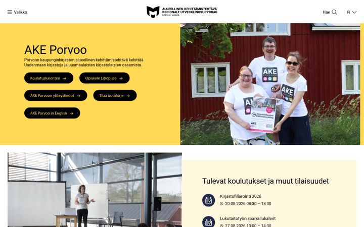 Snimka zaslona za uudenmaankirjastot.fi