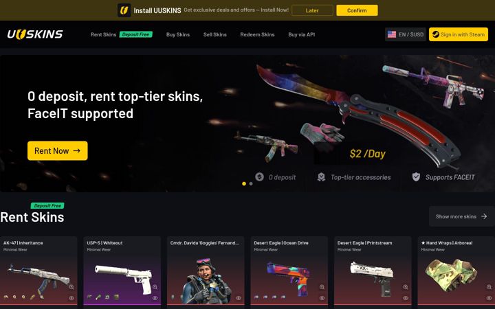 Screenshot of uuskins.com