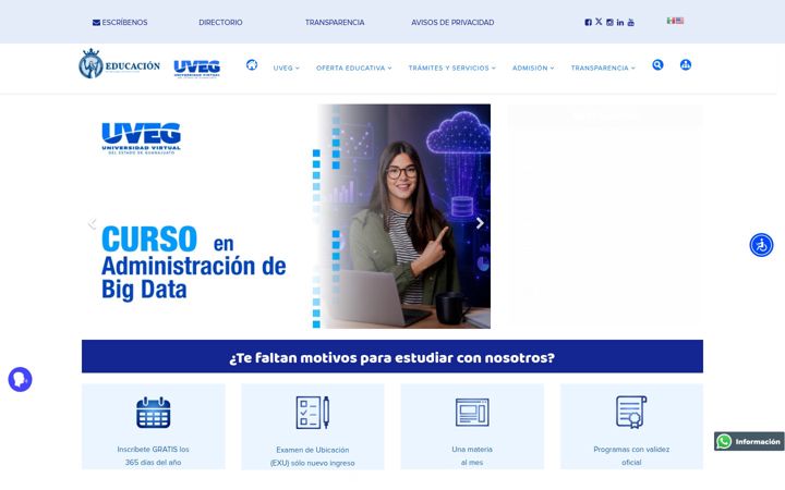 Screenshot of uveg.edu.mx