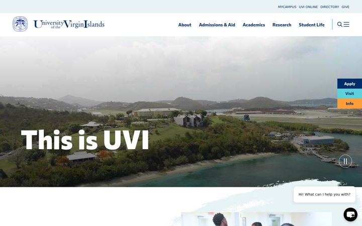 Screenshot of uvi.edu