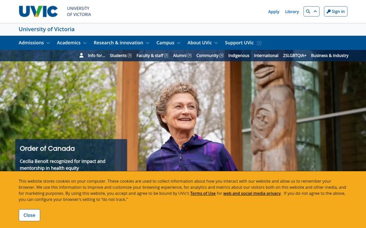 Screenshot of uvic.ca
