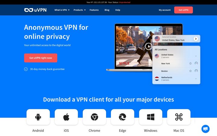 Screenshot of uvpn.me