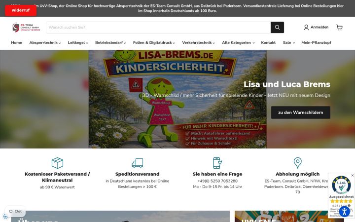 Screenshot of uvv-shop.de