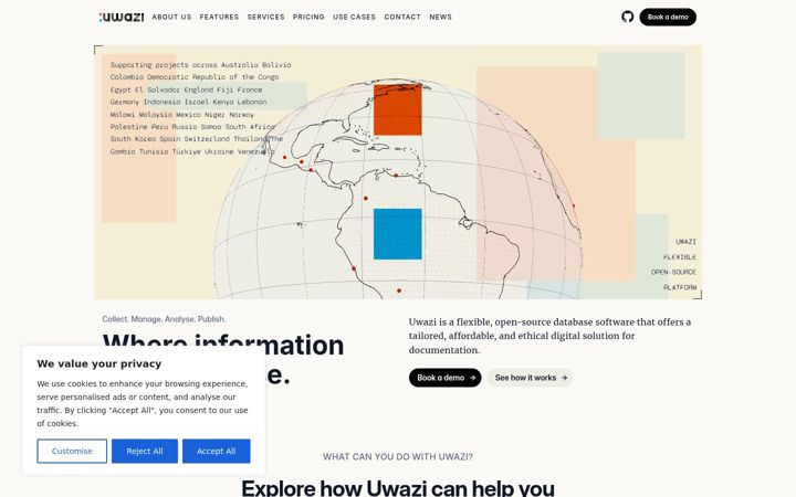 Screenshot of uwazi.io