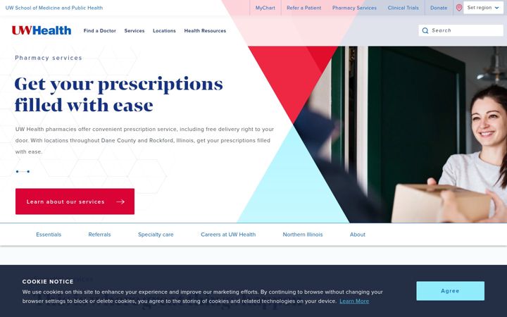 Posnetek zaslona uwhealth.org
