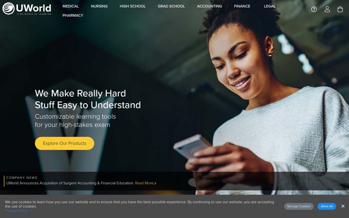 Posnetek zaslona uworld.com