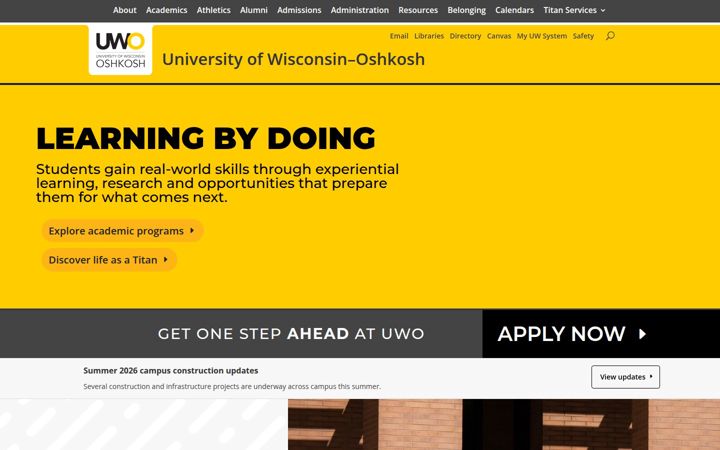 Screenshot of uwosh.edu