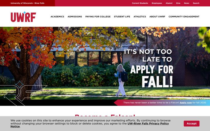 Screenshot of uwrf.edu