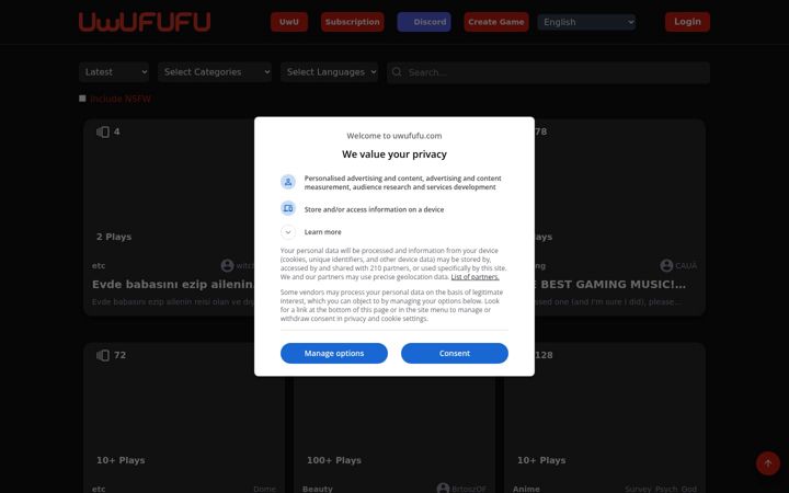 Screenshot of uwufufu.com