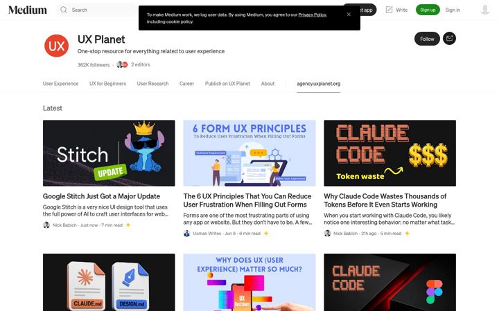 Screenshot stránky uxplanet.org