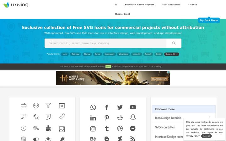 Screenshot of uxwing.com