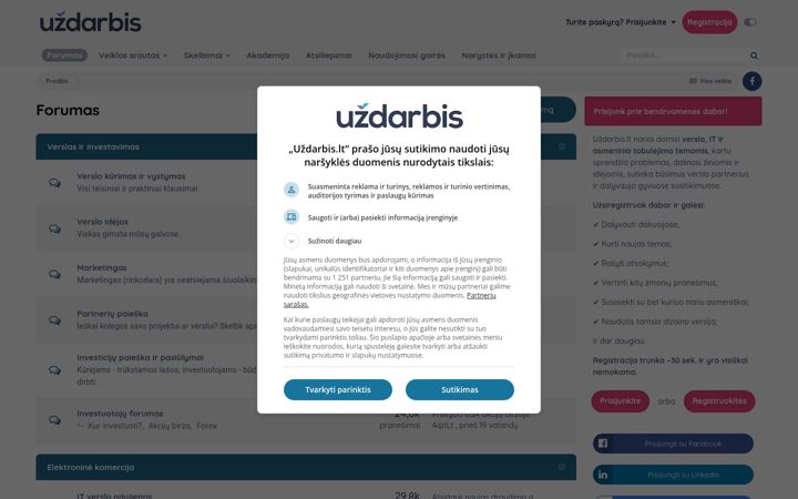 Screenshot of uzdarbis.lt