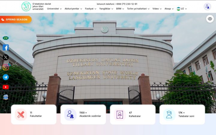 Screenshot of uzswlu.uz