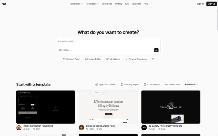 Screenshot ta' v0.app