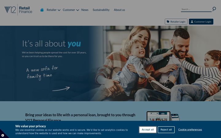 Screenshot von v12finance.com