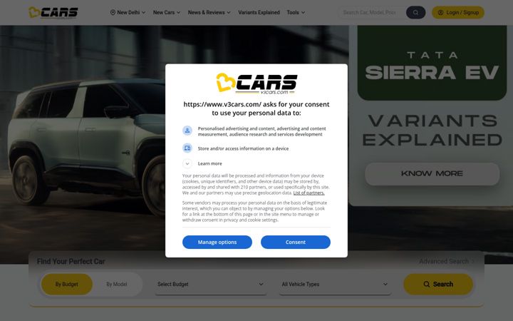 Screenshot of v3cars.com