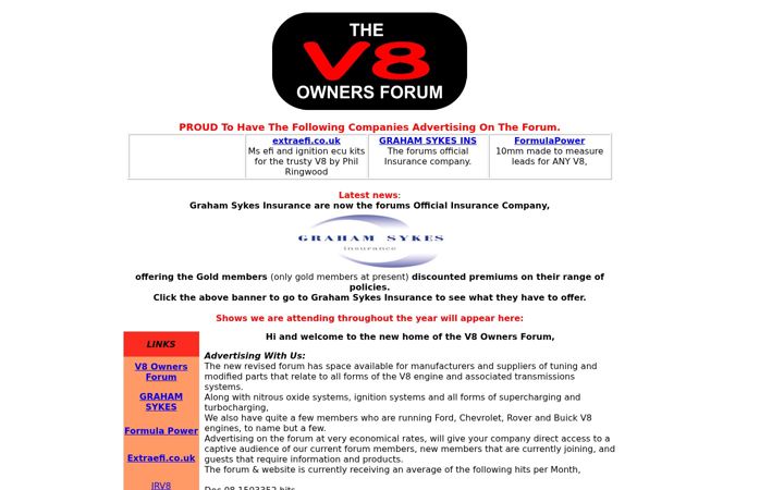 Screenshot of v8forum.co.uk