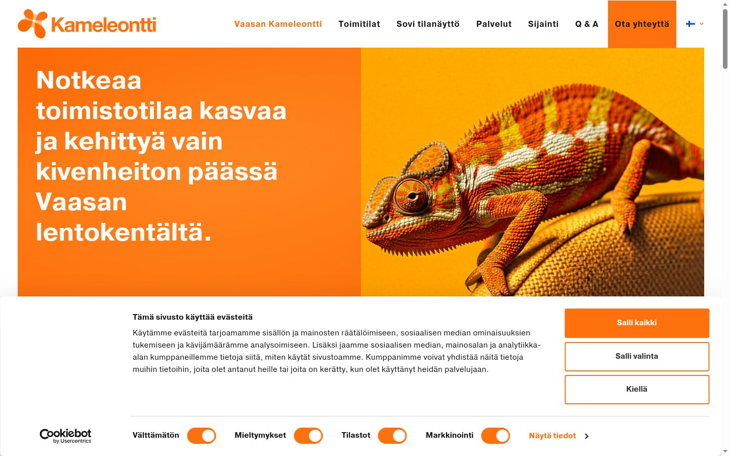 Screenshot of the consent banner shown before any interaction