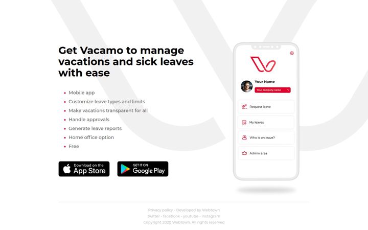 Skærmbillede af vacamo.app