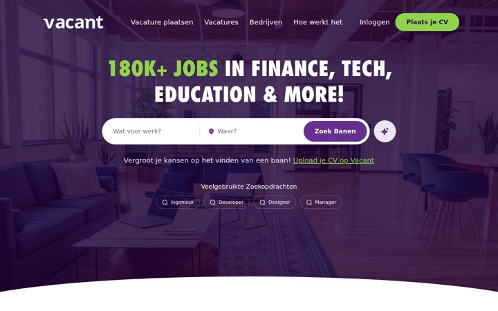 Captură de ecran a vacant.nl