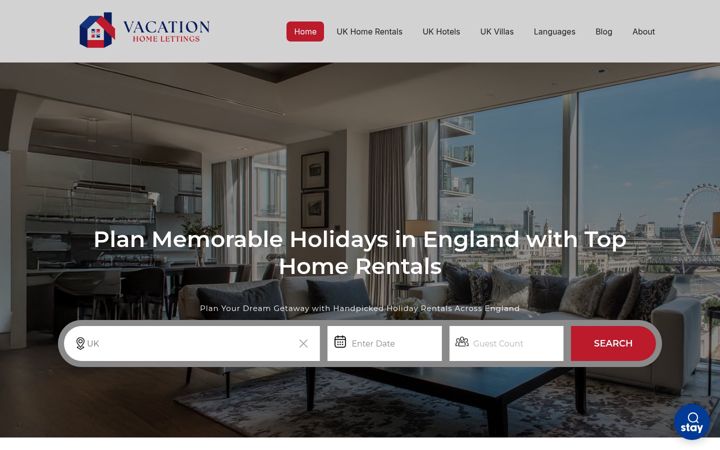 Screenshot of vacationhomelettings.com