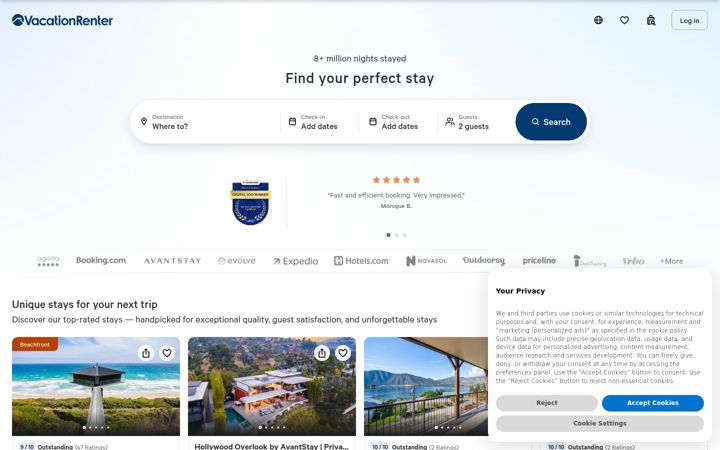 Екранна снимка на vacationrenter.com
