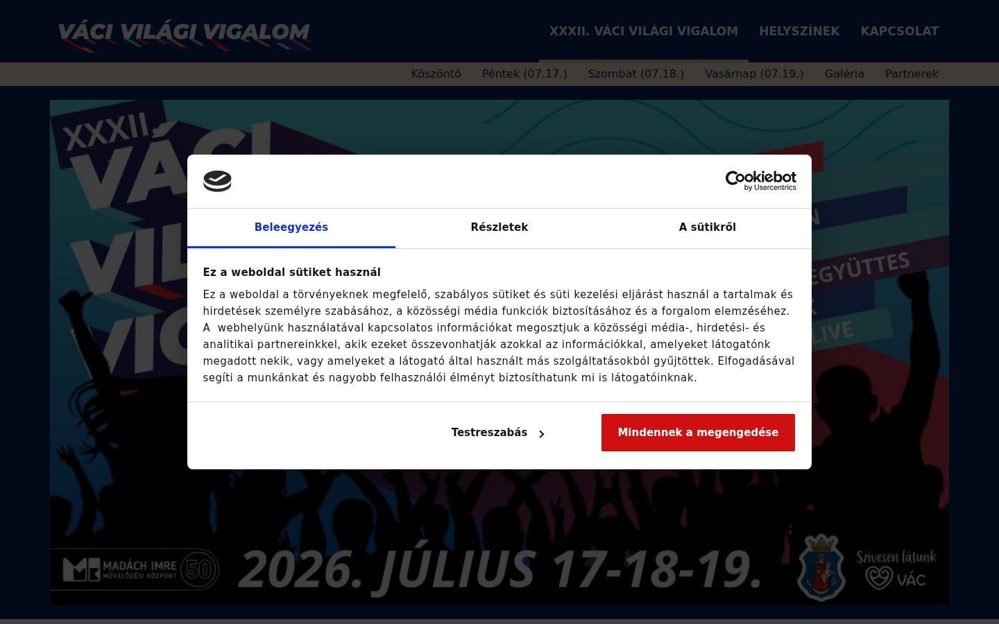 Screenshot del banner di consenso mostrato prima di qualsiasi interazione