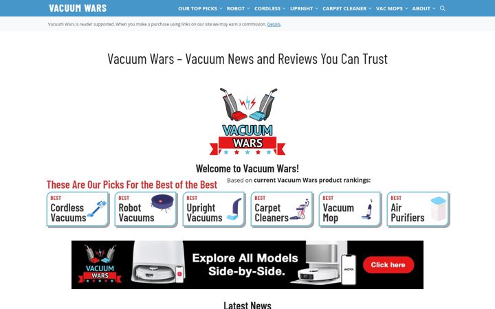 Screenshot of vacuumwars.com