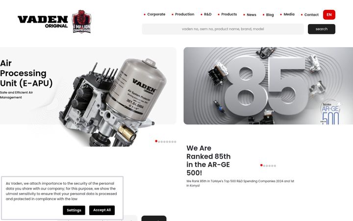 Screenshot of vaden.com.tr