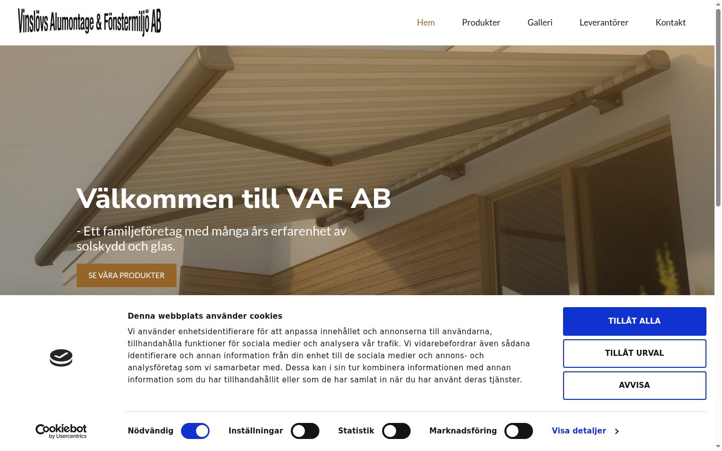 Screenshot del banner di consenso mostrato prima di qualsiasi interazione