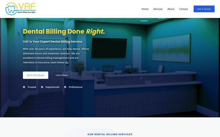 Screenshot of vafdental.com