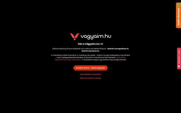 Screenshot of vagyaim.hu
