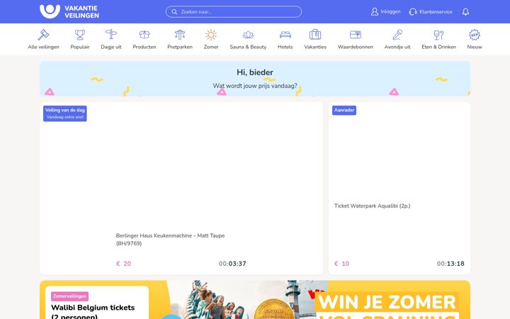 Screenshot of vakantieveilingen.be