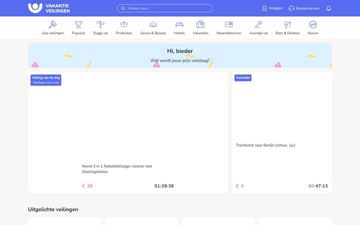 Screenshot of vakantieveilingen.nl