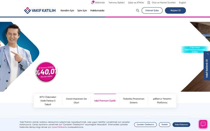 Snímek obrazovky vakifkatilim.com.tr