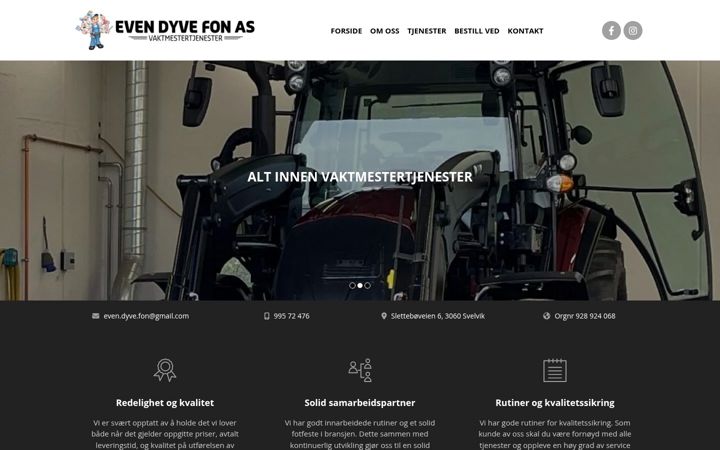 Kuvakaappaus sivustosta vaktmestereven.no