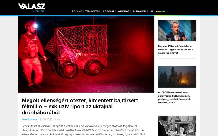 Screenshot of valaszonline.hu