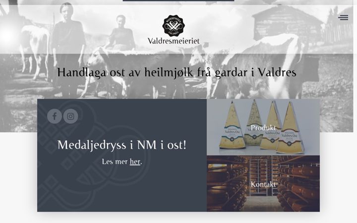 Captura de pantalla de valdresmeieriet.no