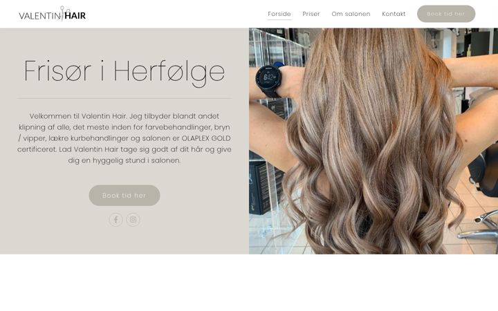 Screenshot di valentinhair.dk