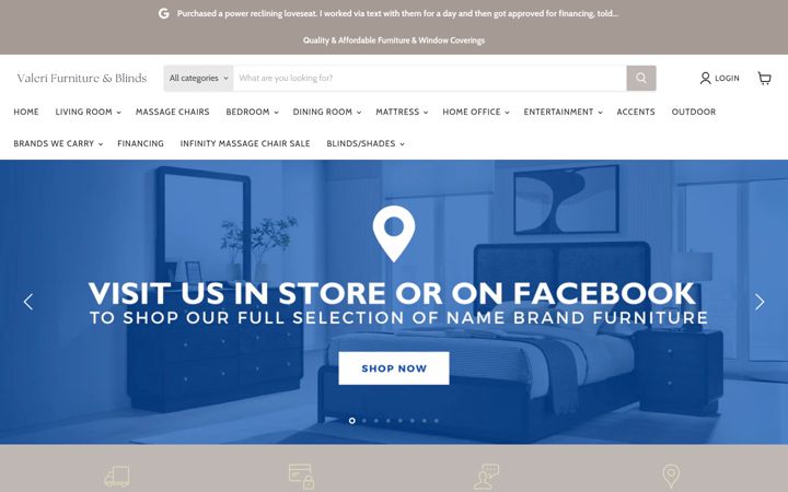 Screenshot of valerifurniture.com