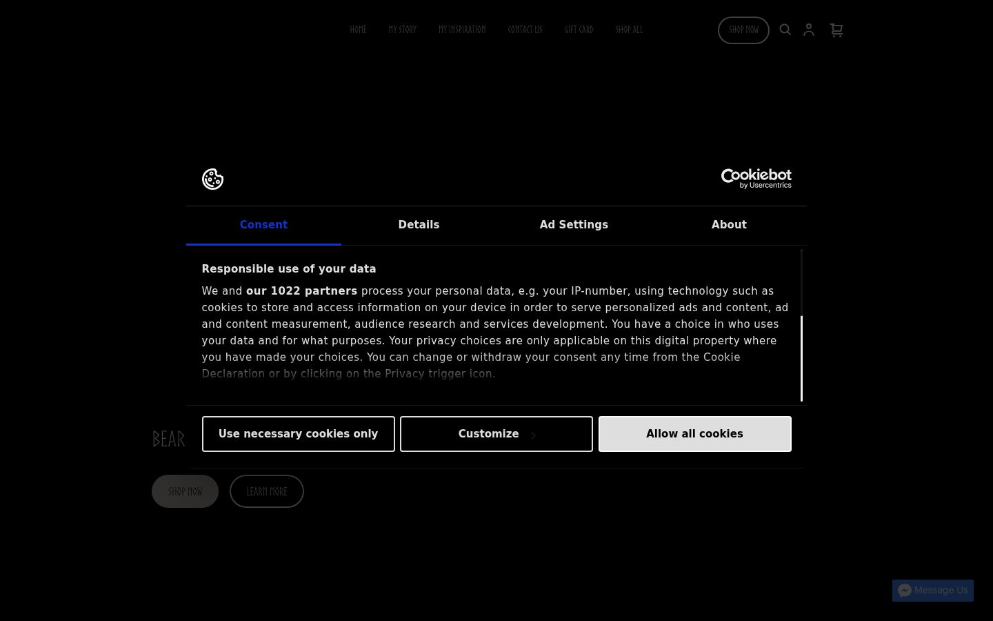 Screenshot of the consent banner shown before any interaction