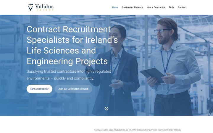 Screenshot of validustalent.ie