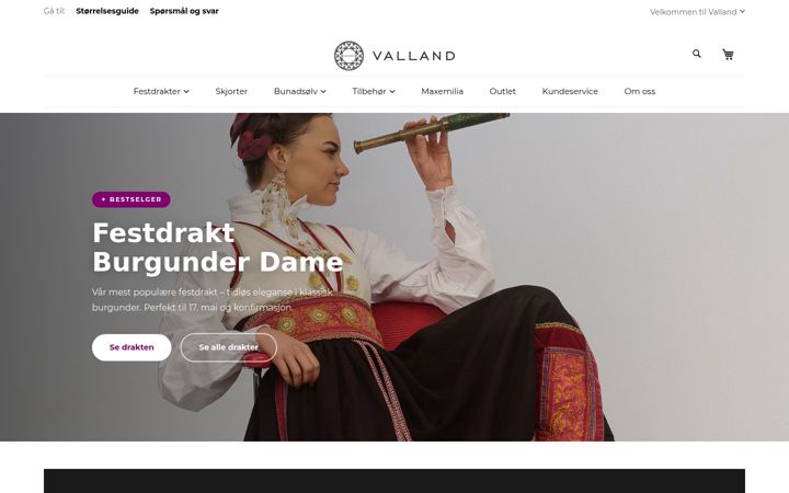 Zrzut ekranu vallandfestdrakt.no