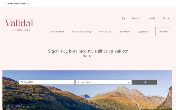 Екранна снимка на valldalfjordhotell.no