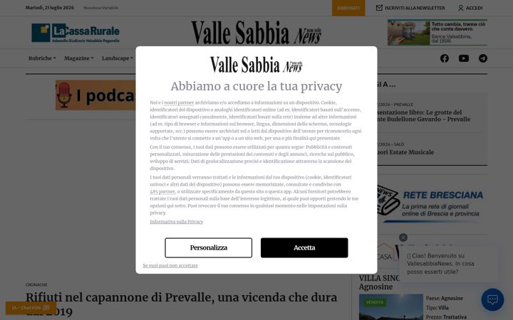 Screenshot of vallesabbianews.it