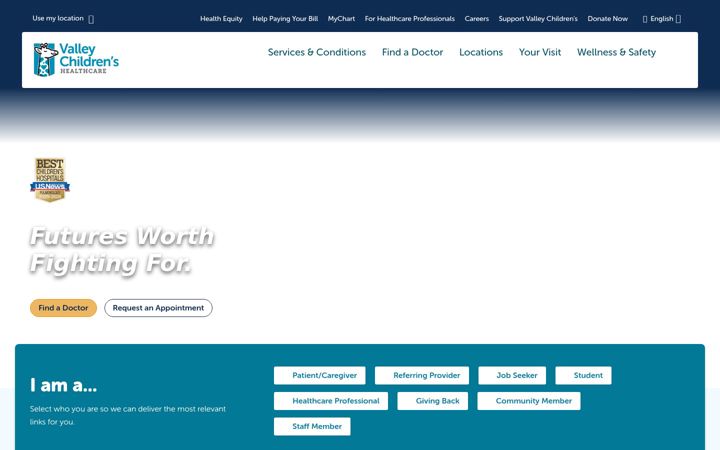 Screenshot von valleychildrens.org