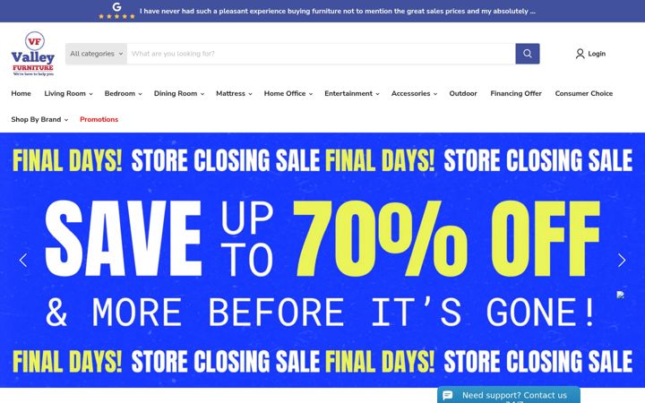 Screenshot of valleyfurniture.net