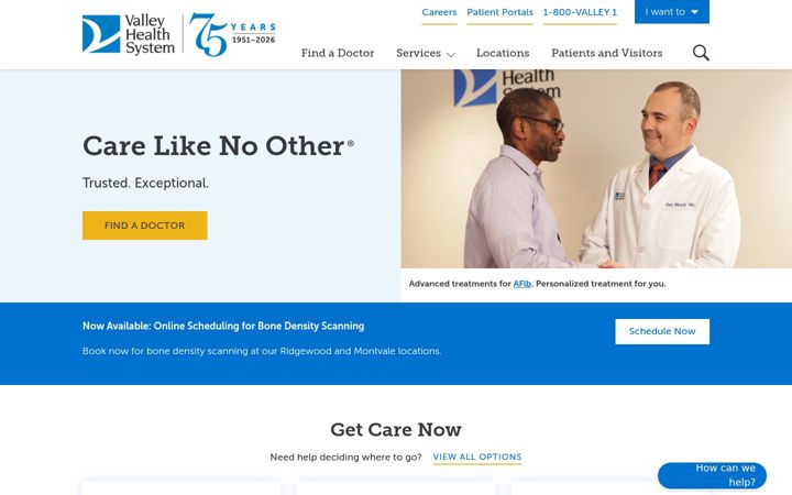Screenshot of valleyhealth.com