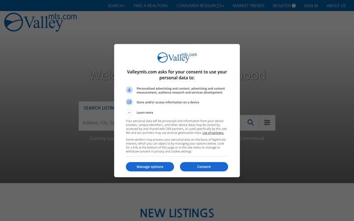 Screenshot of valleymls.com