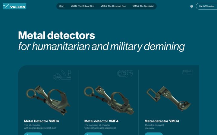 Ekrānuzņēmums no vallon-metal-detectors.com